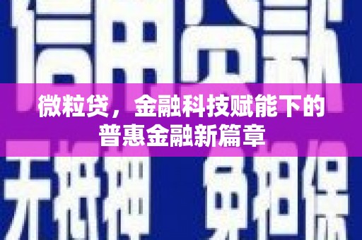 江东微粒贷，金融科技赋能下的普惠金融新篇章