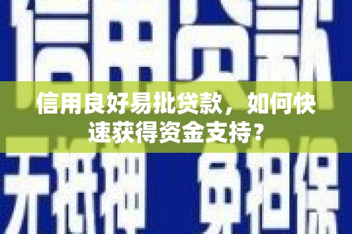 江东信用良好易批贷款，如何快速获得资金支持？