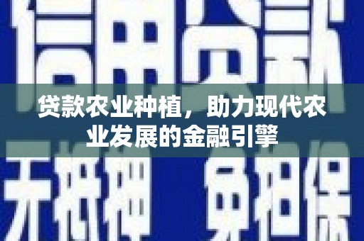 江东贷款农业种植，助力现代农业发展的金融引擎