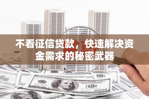 江东不看征信贷款，快速解决资金需求的秘密武器