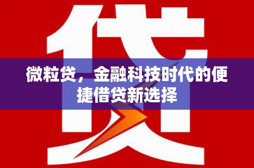 江东微粒贷，金融科技时代的便捷借贷新选择